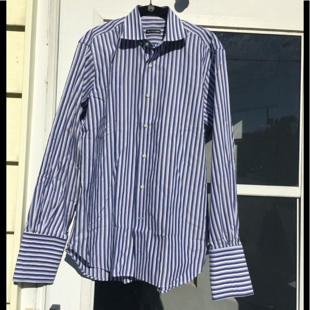 Bergdorf Goodman FrenchCuff Slvs StripeDress Shirt